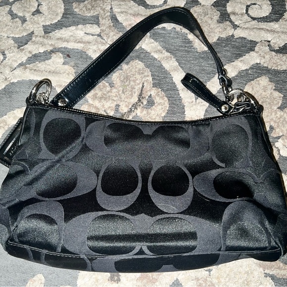 COACH DEMI BLACK SIGNATURE SATEEN
SEQUINED STRIPE HOBO HANDBAG - Picture 2 of 6